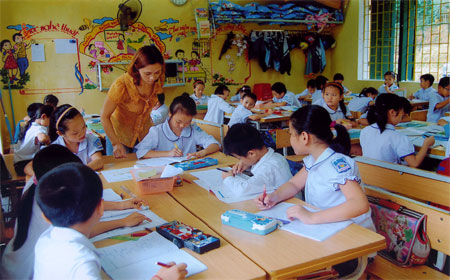 Tiết học theo mô hình mới tại Trường tiểu học Kim Đồng, thành phố Yên Bái.